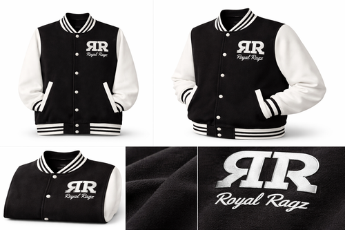 Royal Rags: Classic Varsity Jacket (Black & White Edition)