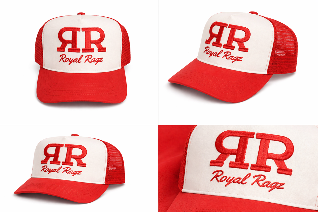 Royal Rags: RR Signature Suede Trucker Hat (Red & White Edition)