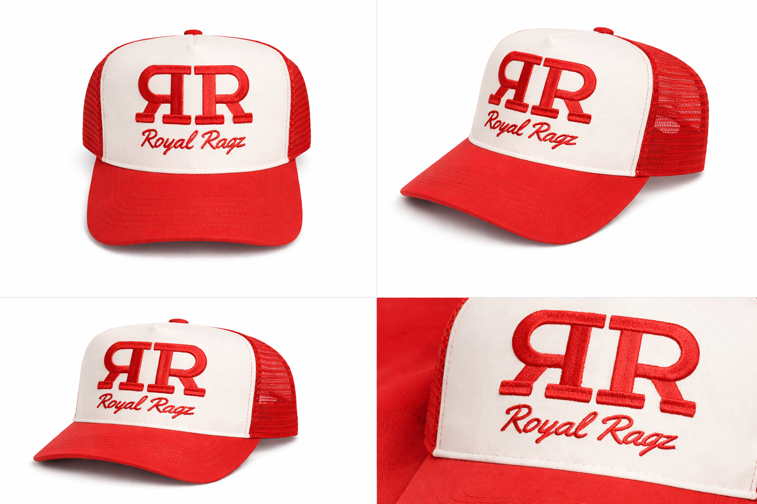 Royal Rags: RR Signature Suede Trucker Hat (Red & White Edition)