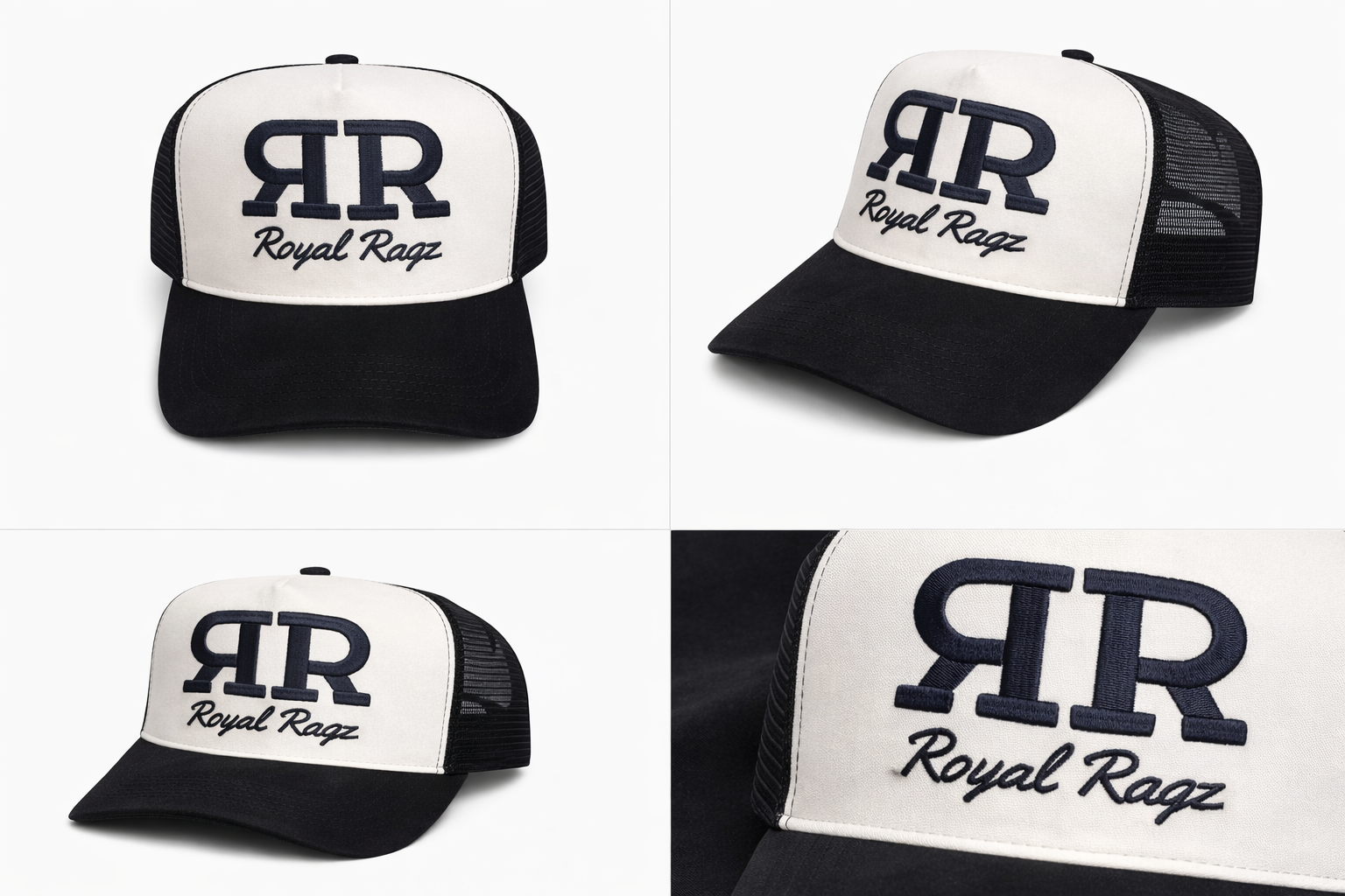 Royal Rags: RR Signature Suede Trucker Hat (Black & White Edition)