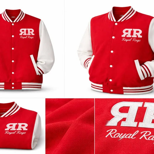 Royal Rags: Classic Varsity Jacket (Red & White Edition)