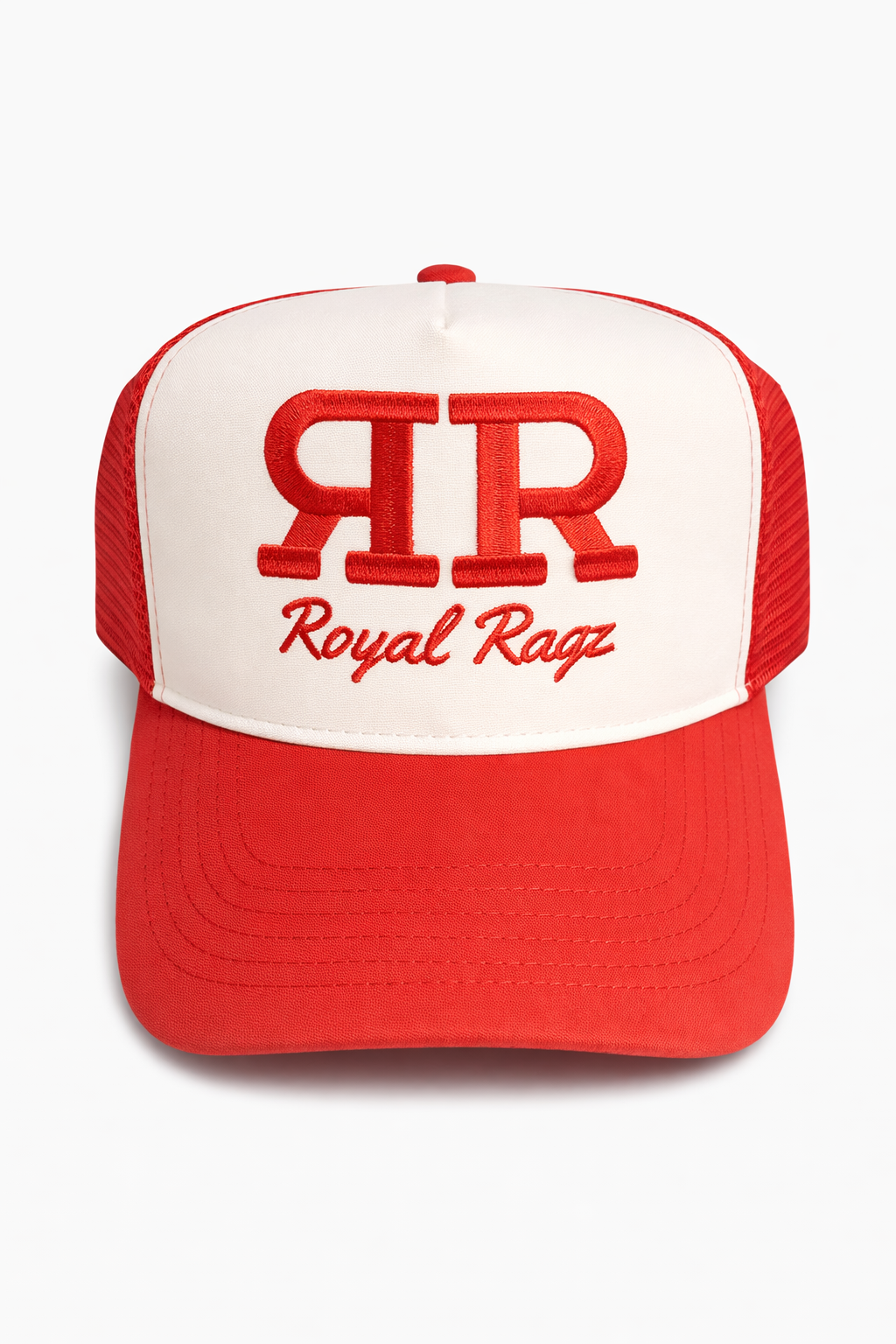 Royal Rags: RR Signature Suede Trucker Hat (Red & White Edition)