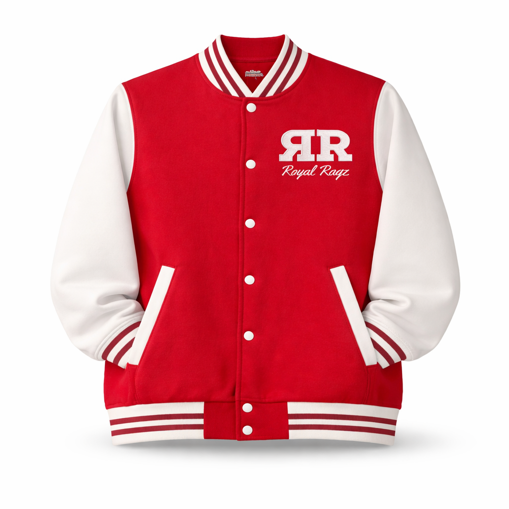 Royal Rags: Classic Varsity Jacket (Red & White Edition)