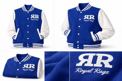 Royal Rags: Classic Varsity Jacket (Royal Blue & White Edition)