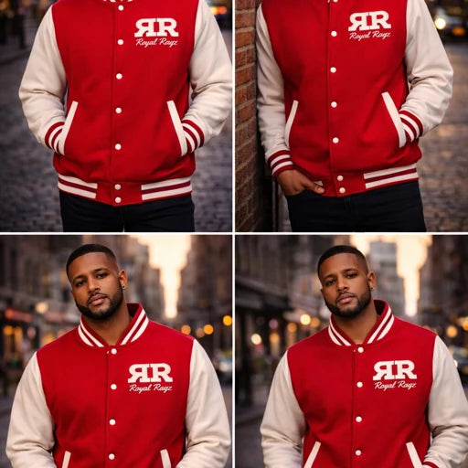 Royal Rags: Classic Varsity Jacket (Red & White Edition)