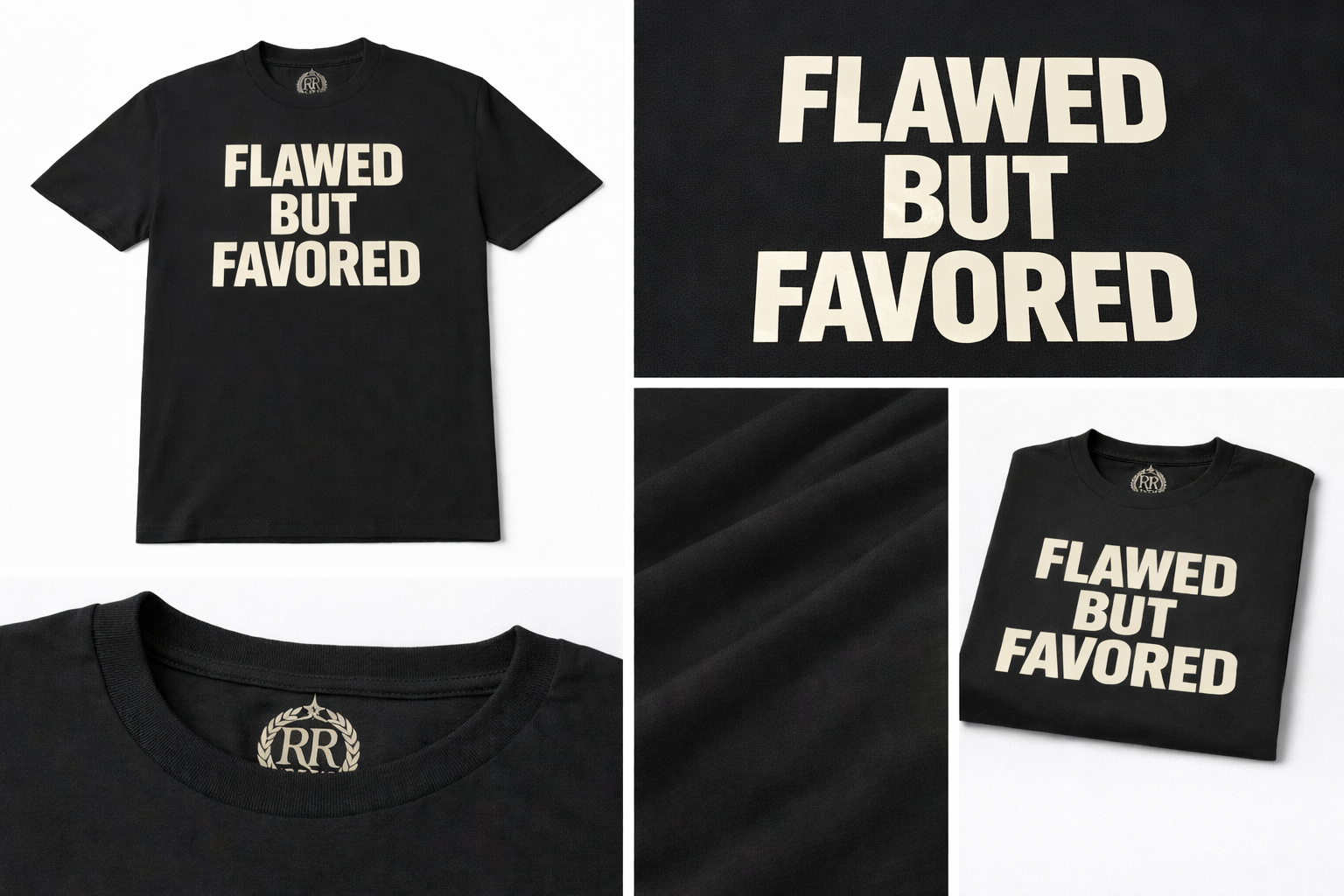 Royal Rags: Flawed But Favored Tee (Black Edition)