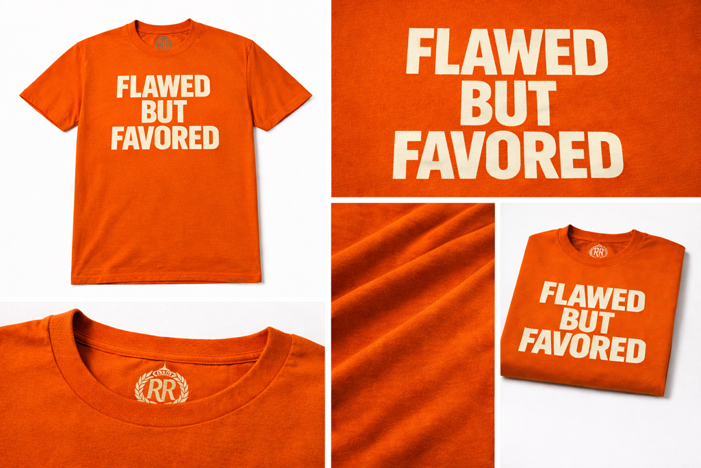 Royal Rags: Flawed But Favored Tee (Orange Statement Edition)