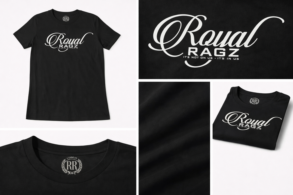 Royal Rags: Signature Script Logo Tee (Black & White Edition)