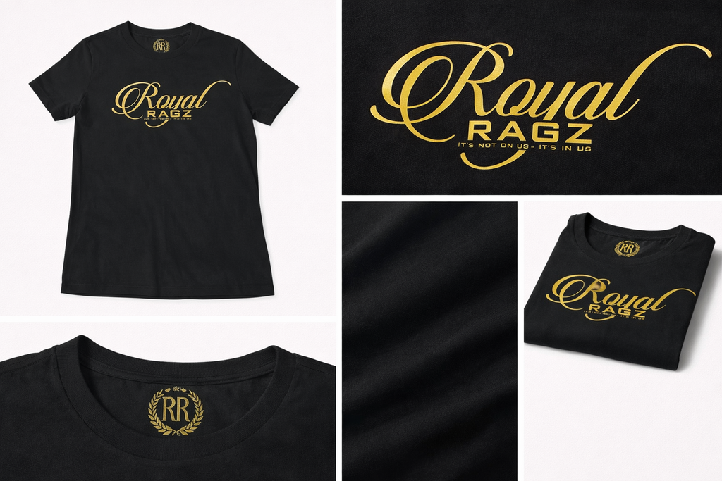 Royal Rags: Signature Script Logo Tee (Black & Gold Edition)