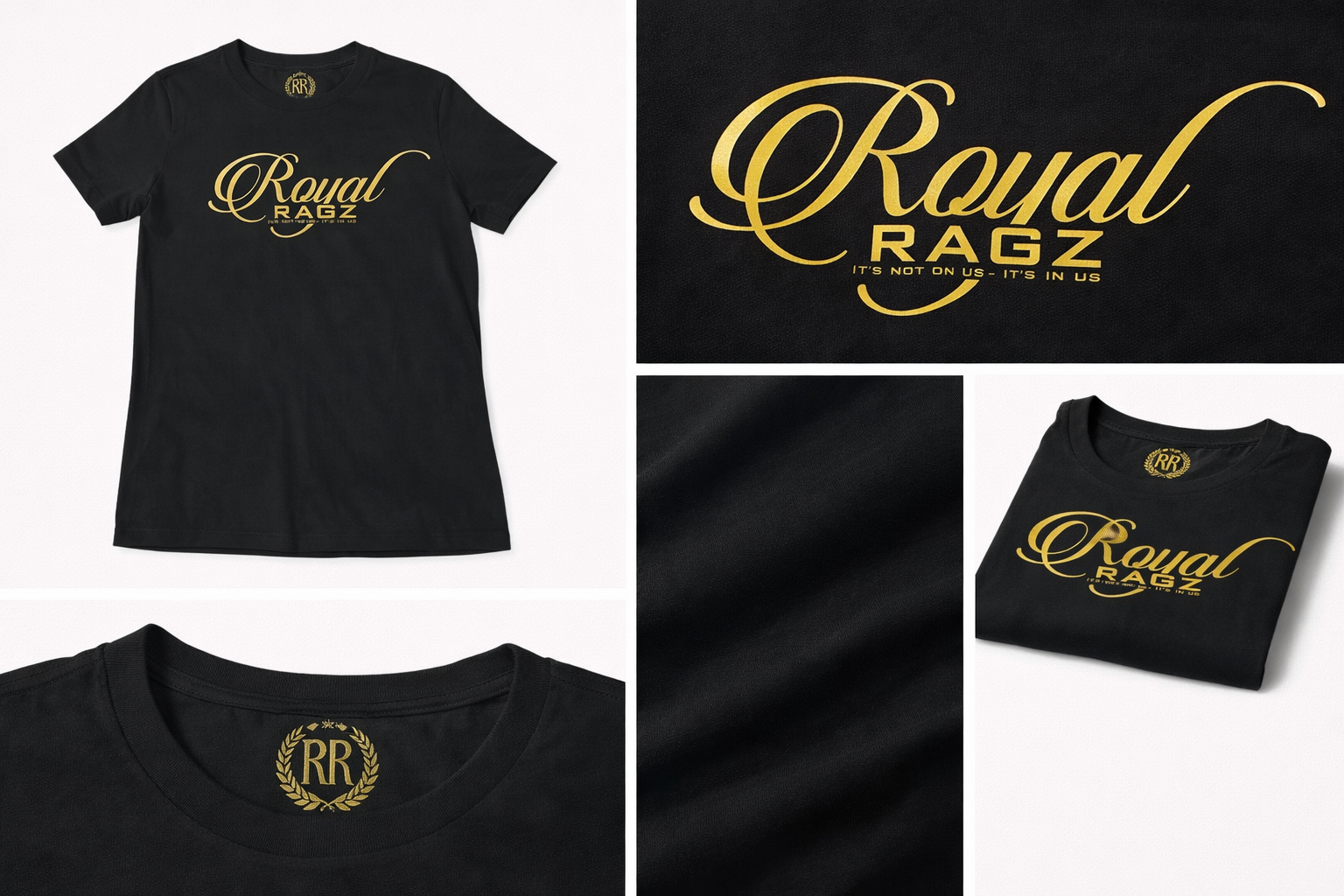 Royal Rags: Signature Script Logo Tee (Black & Gold Edition)