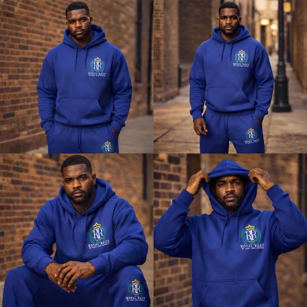 Royal Rags: Signature Crest Hoodie Sweatpants Set (Royal Blue Edition)