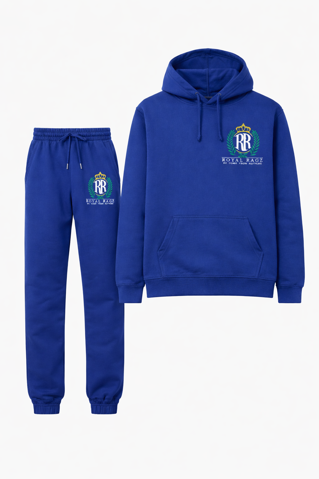Royal Rags: Signature Crest Hoodie Sweatpants Set (Royal Blue Edition)