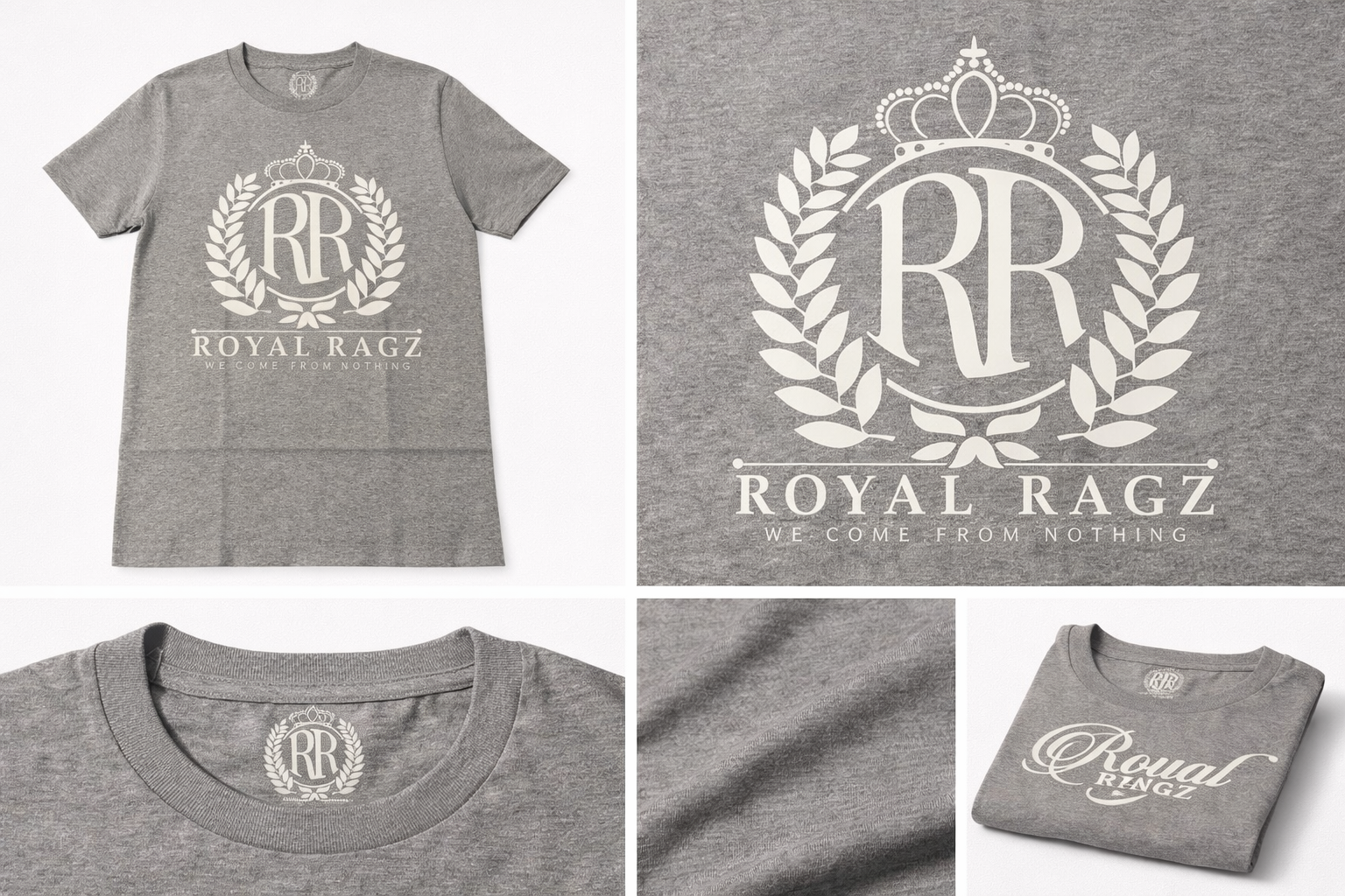 Royal Rags: Crown Crest Logo Tee (Heather Grey Edition)