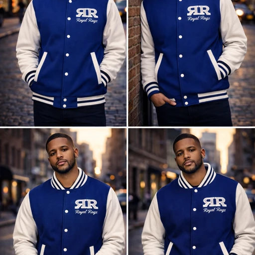 Royal Rags: Classic Varsity Jacket (Royal Blue & White Edition)