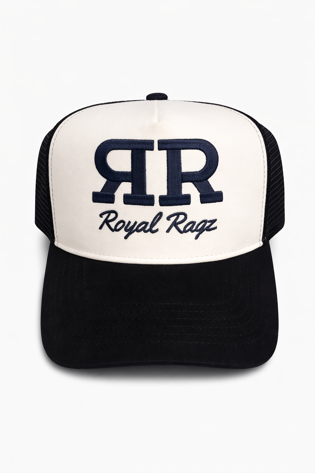 Royal Rags: RR Signature Suede Trucker Hat (Black & White Edition)